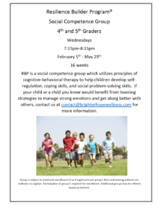 Flyer for the Resilience Builder Program® at Brighter Hope Wellness Center in Clarksville Maryland.