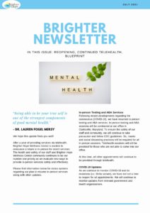 Updates Brighter Hope Newsletter: Updates about Blueprint, Reopening, and Continued Telehealth